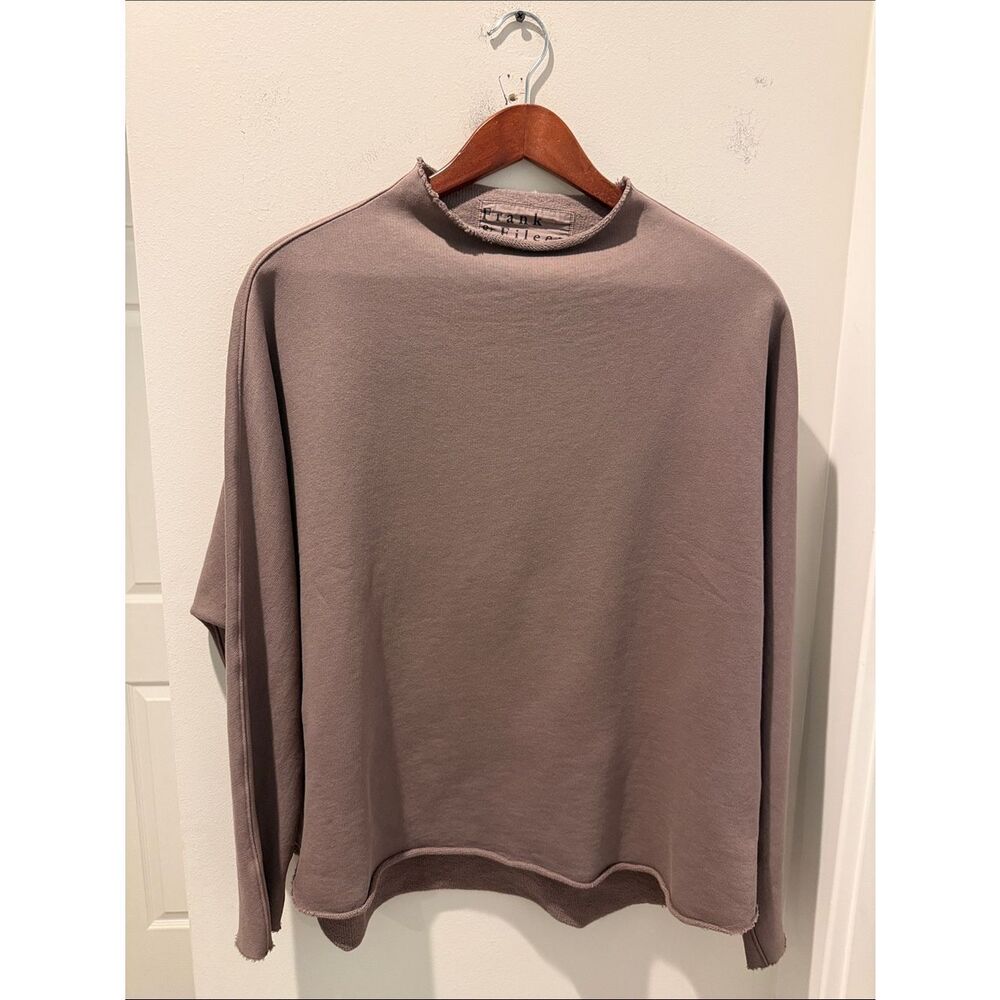 Frank & Eileen Effie Taupe Funnel neck Sweatshirt Cotton size XS NEW - Picture 3 of 11